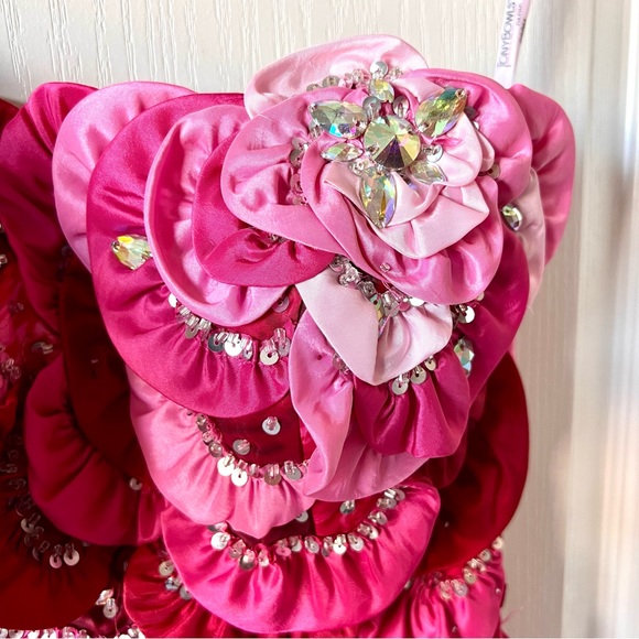 TONY BOWLS Paris 3D Floral Sequin Beaded Mermaid Pageant Prom Gown—SZ. 4 - Picture 16 of 17